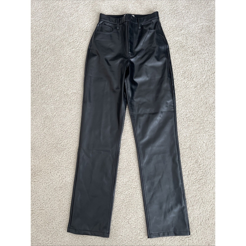ABERCROMBIE & FITCH Vegan Leather 90s Straight 27 long ultra high rise black NWT